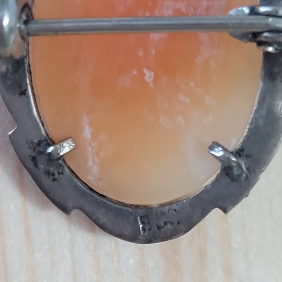 Vintage Cameo European Silver Marcasite Pendant - Picture 6 of 8